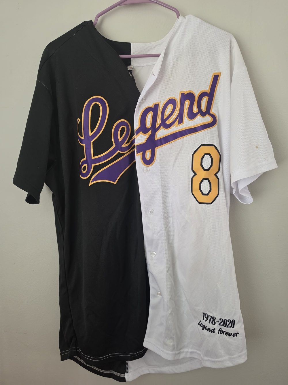 Legend Split-Color Baseball Jersey Shirt - Black & White